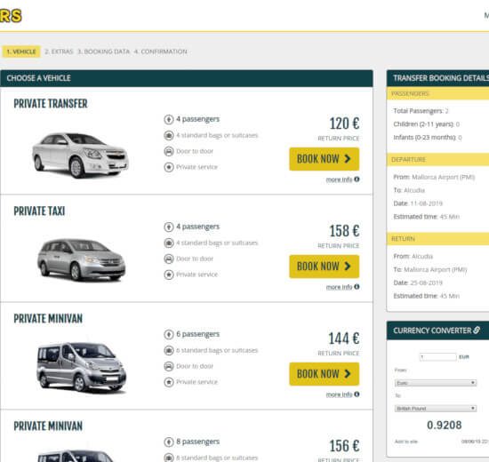 Booking a vehicle de ABC Transfers