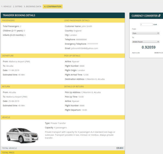 Booking process de ABC Transfers
