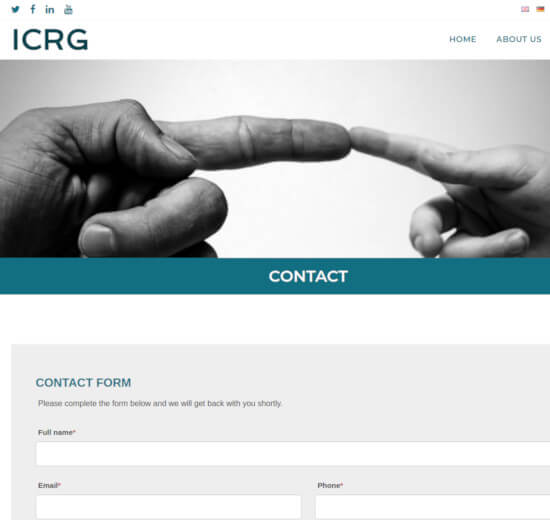 Página de contacto de International Child Rescue Group
