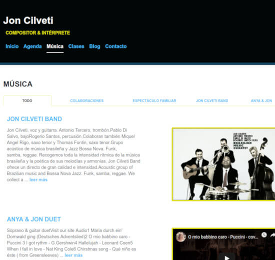 Sección Música de Jon Cilveti