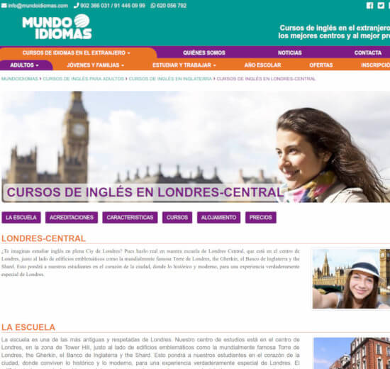 Información de un curso de Mundoidiomas