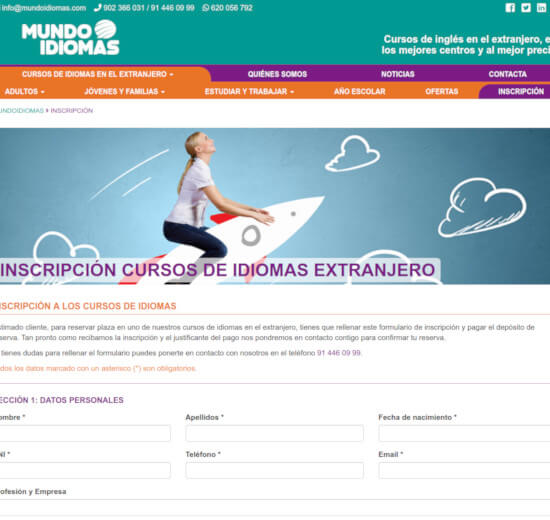 Formulario de inscripción de mundoidiomas