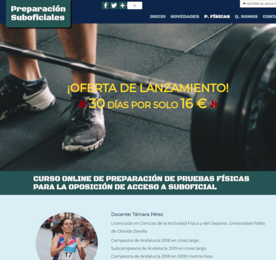 Página del curso de preparación física de Suboficiales