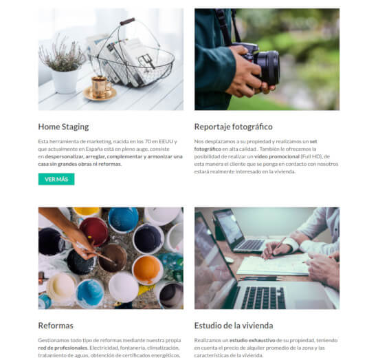 Sección Servicios de Wishhome