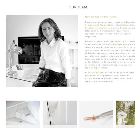 Sección About Us de Zinc Arquitectos